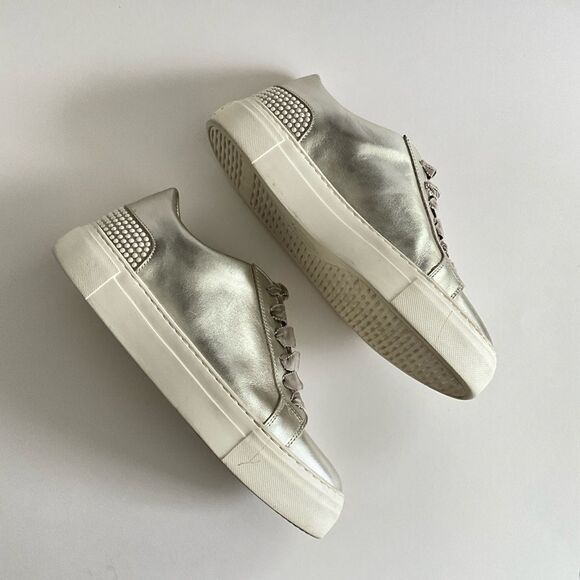 AGL Attilio Giusti Lembrodi Leather Platform Sneaker Faux Pearl Embellished 39.5 - Picture 5 of 12